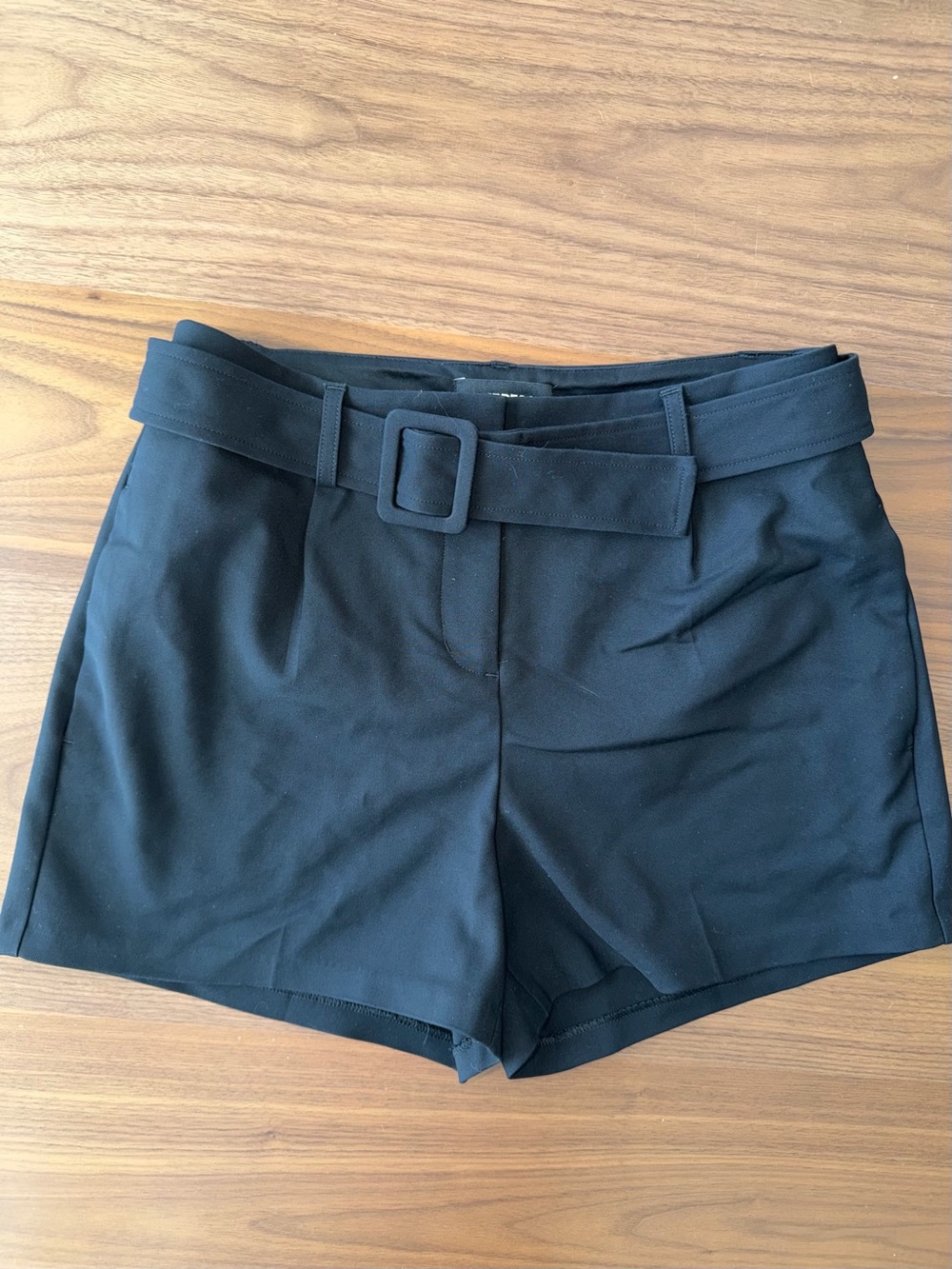 Express Black High-Rise Belted Tailored Shorts